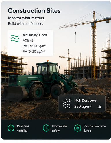 Construction sites — real-time air quality and dust monitoring