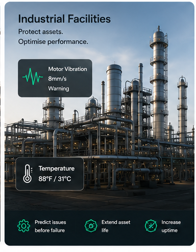 Industrial facilities — motor vibration and temperature monitoring